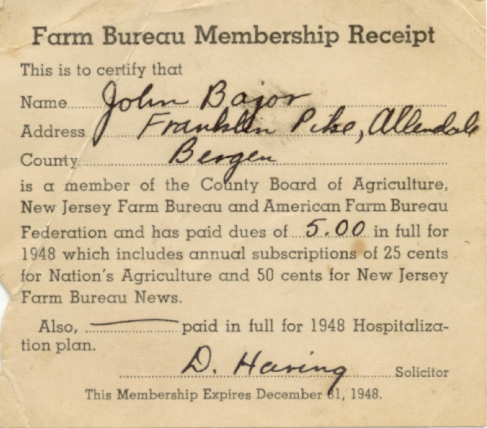 Bajor Farm Membership Card