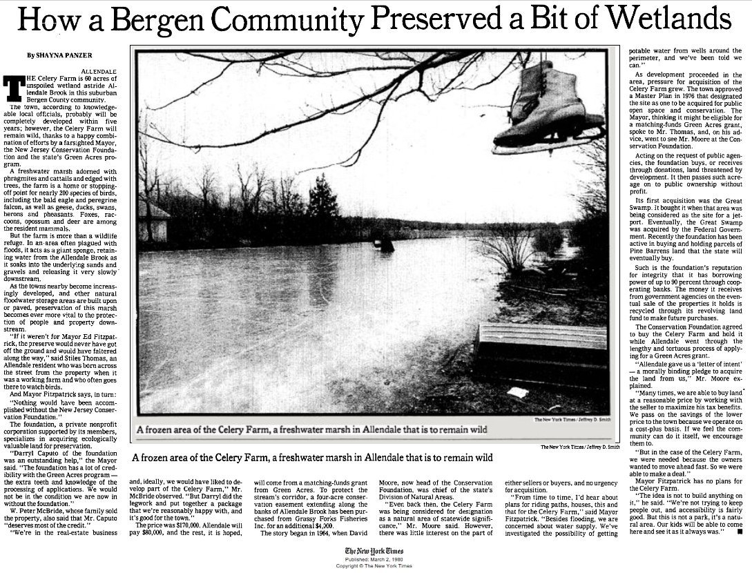 New York Times 1980 How a Bergen Community Preserved a Bit of Wetlands